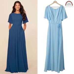 New! Dear Cleo Daisy Gown Breeze Blue Bridesmaid Bridal Prom Evening Long Dress